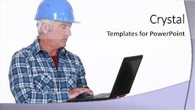  Presentation with craftsman - Cool new slides with senior craftsman holding a laptop backdrop and a white colored foreground