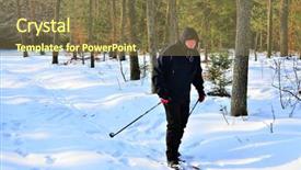  Presentation with pictures of cross - PPT layouts with senior cross country skiing background and a tawny brown colored foreground