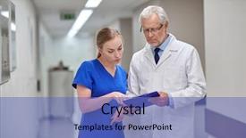  Presentation with technology health - Presentation design with senior doctor and young nurse background and a teal colored foreground