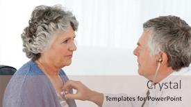  Presentation with examination - Presentation theme enhanced with close-up of a nurse background and a coral colored foreground