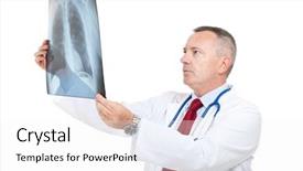  Presentation with lung - Beautiful PPT theme featuring senior doctor examining a lung backdrop and a white colored foreground