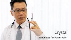 Presentation with arthritis medical examination medicine health - Amazing PPT layouts having senior doctor hold injection needle backdrop and a sky blue colored foreground