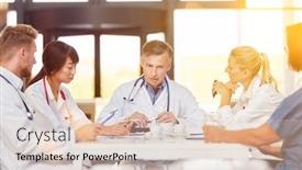  Presentation with meeting table - PPT layouts having senior-doctor-in-meeting background and a lemonade colored foreground
