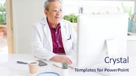  Presentation with cure - Cool new presentation with senior doctor man doing research backdrop and a sky blue colored foreground