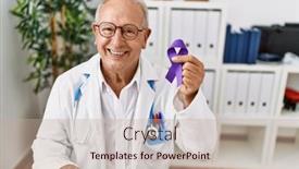  Presentation with purple - PPT layouts enhanced with senior-doctor-man-holding-purple background and a mint green colored foreground