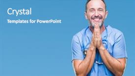  Presentation with medical robot hand and doctor - Amazing slide deck having senior doctor man wearing medical backdrop and a  colored foreground