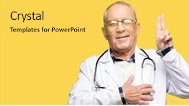  Presentation with medical hand - PPT layouts with senior doctor man wearing medical background and a yellow colored foreground