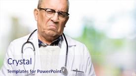  Presentation with medical social work - Beautiful slide deck featuring senior doctor man wearing medical backdrop and a  colored foreground