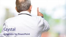  Presentation with medical robot hand and doctor - Slides enhanced with senior doctor man wearing medical background and a sky blue colored foreground