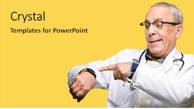  Presentation with doctor - Cool new slides with senior doctor man wearing medical backdrop and a  colored foreground