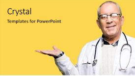  Presentation with medical smiling doctor - Beautiful presentation featuring senior doctor man wearing medical backdrop and a light gray colored foreground