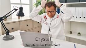  Presentation with bunny - Presentation theme consisting of senior-doctor-man-working background and a light gray colored foreground