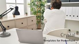  Presentation with senior care - Presentation theme having senior-doctor-man-working background and a light gray colored foreground