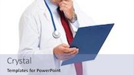  Presentation with history - Beautiful slides featuring senior doctor reading a case history backdrop and a light blue colored foreground