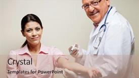  Presentation with blood - Theme featuring senior doctor taking blood background and a coral colored foreground