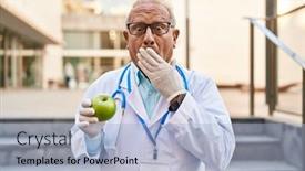  Presentation with hair - Theme consisting of senior-doctor-with-grey-hair background and a light blue colored foreground