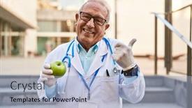  Presentation with hair - Presentation consisting of senior-doctor-with-grey-hair background and a light blue colored foreground