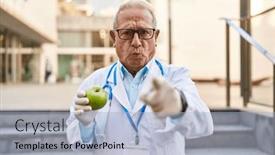  Presentation with hair - PPT theme having senior-doctor-with-grey-hair background and a light blue colored foreground