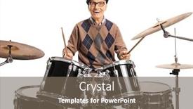  Presentation with drum - PPT layouts consisting of senior-drummer-with-a-drum background and a gray colored foreground