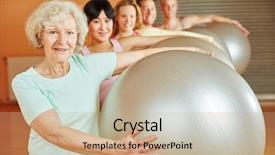  Presentation with pilates - PPT theme featuring ball exercise in pilates background and a coral colored foreground