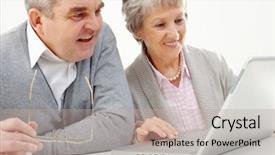  Presentation with grandfather - Slides consisting of senior education - portrait of attractive grandmother background and a mint green colored foreground