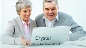  Presentation with grandfather - Amazing slide deck having senior education - portrait of attractive grandmother backdrop and a sky blue colored foreground