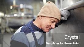  Presentation with wall - Theme consisting of senior engineer leaning against wall background and a gray colored foreground