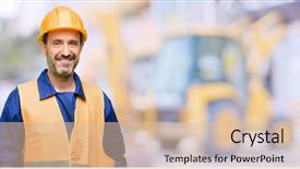  Presentation with construction work - Audience pleasing PPT theme consisting of senior engineer man construction worker backdrop and a lemonade colored foreground