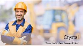  Presentation with construction work - Cool new slide deck with senior engineer man construction worker backdrop and a lemonade colored foreground