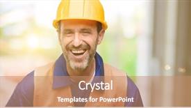  Presentation with senior worker - Theme with senior engineer man construction worker background and a coral colored foreground