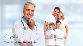 Presentation with doctor family - Slide set with senior-family-doctor background and a sky blue colored foreground