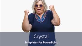  Presentation with fat - Presentation theme enhanced with senior fat woman very happy and excited winner expresion background and a ocean colored foreground