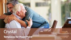  Presentation with father - Amazing slide set having senior father being comforted backdrop and a red colored foreground