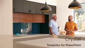  Presentation with father - Slides consisting of senior-father-talking-and-drinking background and a coral colored foreground