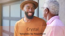  Presentation with home garden - Audience pleasing slide set consisting of senior-father-talking-and-laughing backdrop and a coral colored foreground