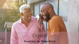  Presentation with home garden - Beautiful slide set featuring senior-father-talking-and-laughing backdrop and a coral colored foreground