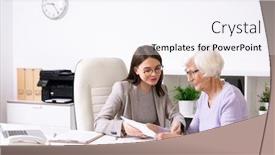  Presentation with hair - Beautiful theme featuring senior-female-client-with-white backdrop and a sky blue colored foreground