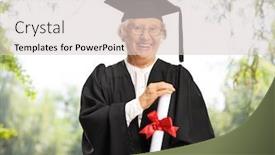  Presentation with diploma - Presentation design featuring senior-female-graduate background and a lemonade colored foreground