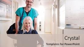  Presentation with female male symbol - Presentation design consisting of senior female patient being discharge background and a soft green colored foreground