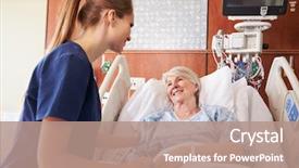  Presentation with female hospital patient - Amazing PPT layouts having senior female patient in hospital backdrop and a coral colored foreground
