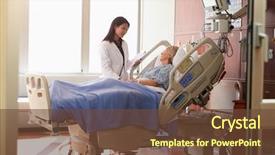  Presentation with female hospital patient - Colorful slide set enhanced with senior female patient in hospital backdrop and a tawny brown colored foreground