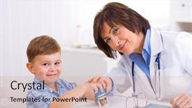  Presentation with pediatrician - Presentation theme having senior-female-pediatrician-playing background and a lemonade colored foreground