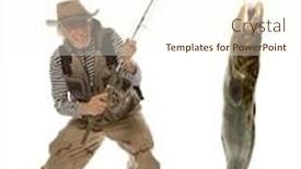  Presentation with fisherman - Colorful PPT theme enhanced with senior-fisherman-with-big-fish backdrop and a cream colored foreground