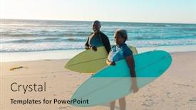  Presentation with water sports - PPT theme consisting of senior-frican-american-couple background and a coral colored foreground