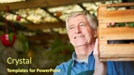  Presentation with nursery - Presentation design enhanced with senior-gardener-carries-box background and a tawny brown colored foreground