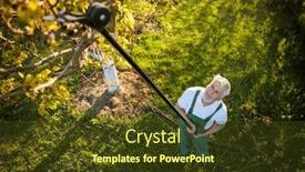  Presentation with orchard - Theme with senior-gardener-working background and a tawny brown colored foreground