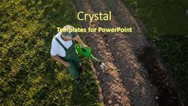  Presentation with orchard - Slides having senior-gardener-working background and a tawny brown colored foreground