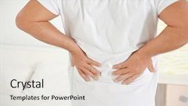  Presentation with low back - Slides with medical low back ache - senior gentleman suffering from pain background and a white colored foreground