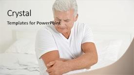  Presentation with joint pain - Presentation theme having senior gentleman suffering from pain background and a white colored foreground