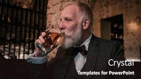  Presentation with craft beer - PPT layouts with senior gentleman tasting craft beer background and a wine colored foreground